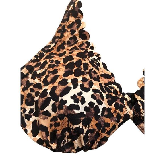 Lascana Lexa Bikini Top animal print with halter tie padded inserts size 34 D - Picture 3 of 7